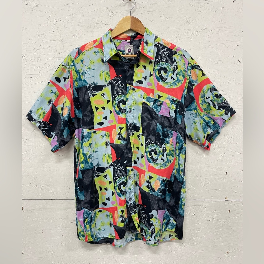 Vintage 80s Club D'amingo Art Deco AOP Button Down Shirt, Size 39/40 - M/L